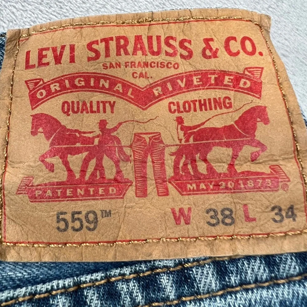 LEVI'S 559 Relaxed Straight Mens Jeans 38x34 Blue Medium Wash Denim Classic